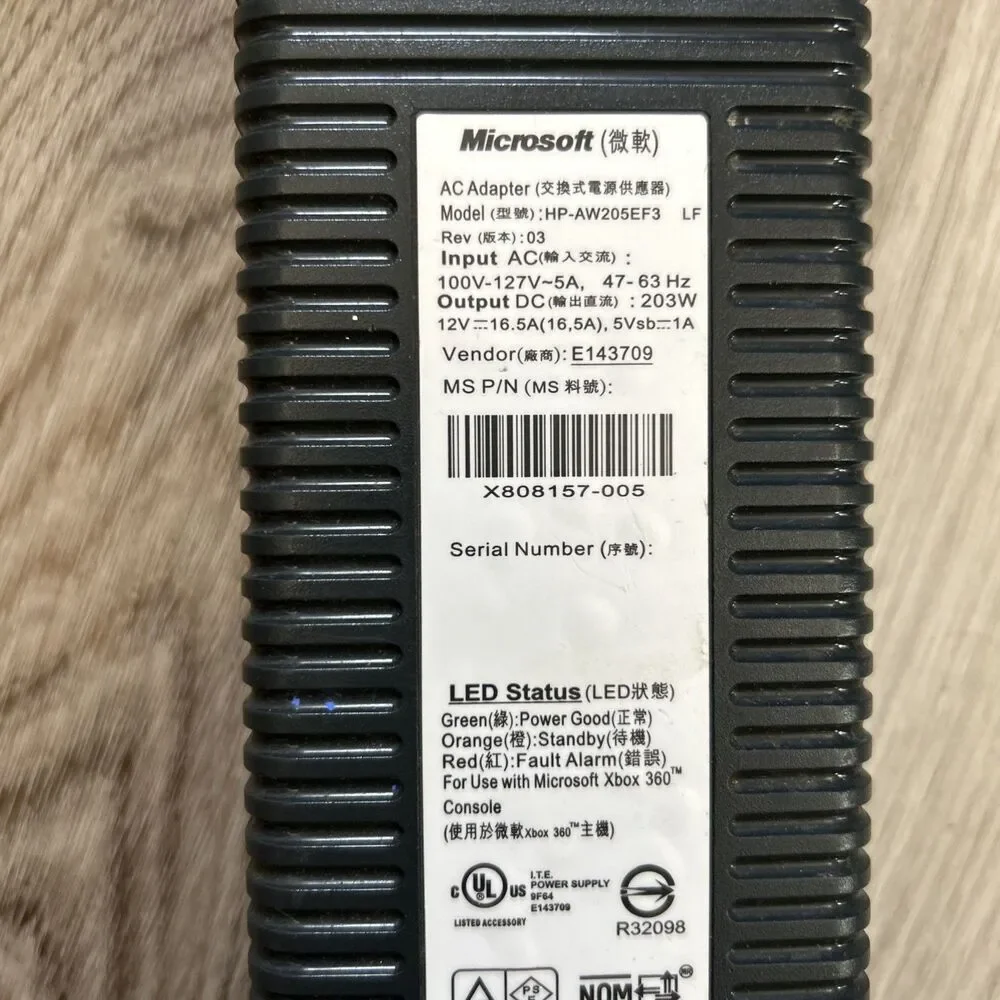 Microsoft Xbox 360 AC Adapter Power Supply HP-AW205EF3 Original OEM Brick Tested